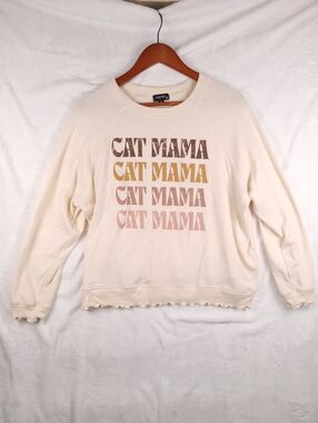 Cat Mama Originality Pullover Crew Neck Sweatshirt M